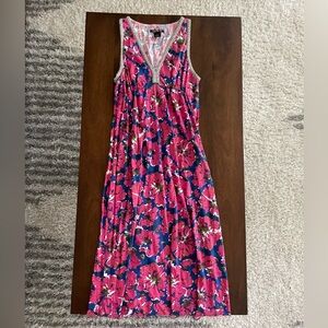 Lucky Brand Maxi Floral Sleeveless Dress with Embroidered V-Neck in Size Medium